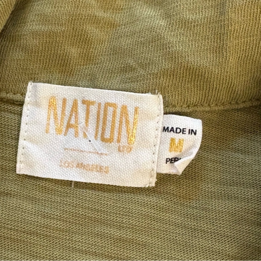 Nation LTD Archer Ruffle Sleeve Top Button Down Sleeveless Shirt Olive Green M - Picture 5 of 12